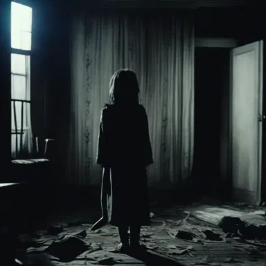 The eerie music in the background preluded the terrifying scene in the horror film.