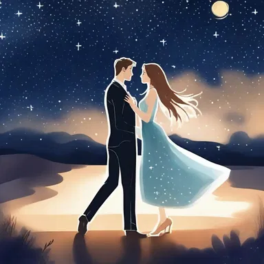 The young couple danced unthinkingly under the starry night sky.
