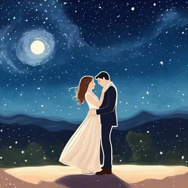 The young couple danced unthinkingly under the starry night sky.