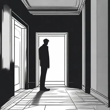 The protagonist unthinkingly entered the dark room, unaware of the suspense that awaited him.