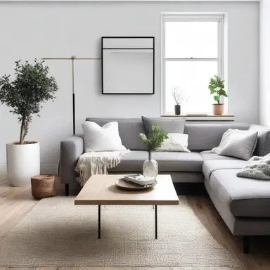The minimalist living room was decorated unthinkingly, resulting in a disorganized and cluttered space.