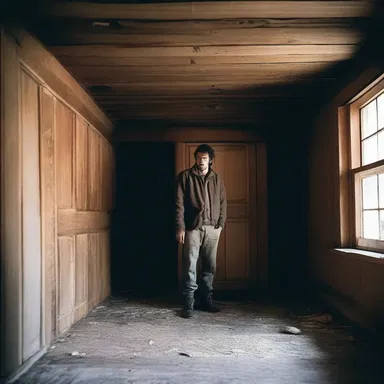 The protagonist of the novel had to hide out from the antagonist in an abandoned cabin.