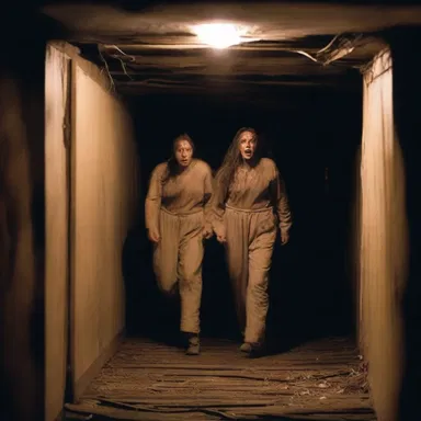 In the haunted house movie, the survivors hide out in the basement to evade the vengeful spirits.