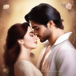 A high-quality digital art image illustrating the cover of a romance novel