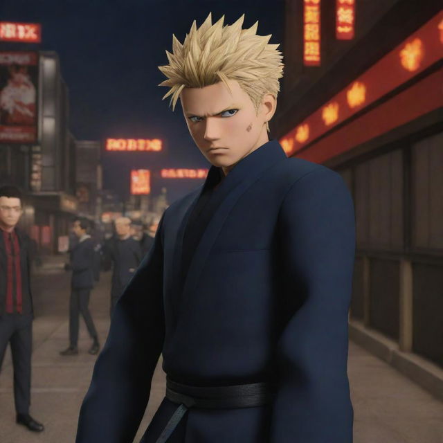 An immersive Roblox game environment themed around the anime 'Jujutsu Kaisen'. Include multiple characters, detailed settings from the show, interactive components and Jujutsu Kaisen branding.