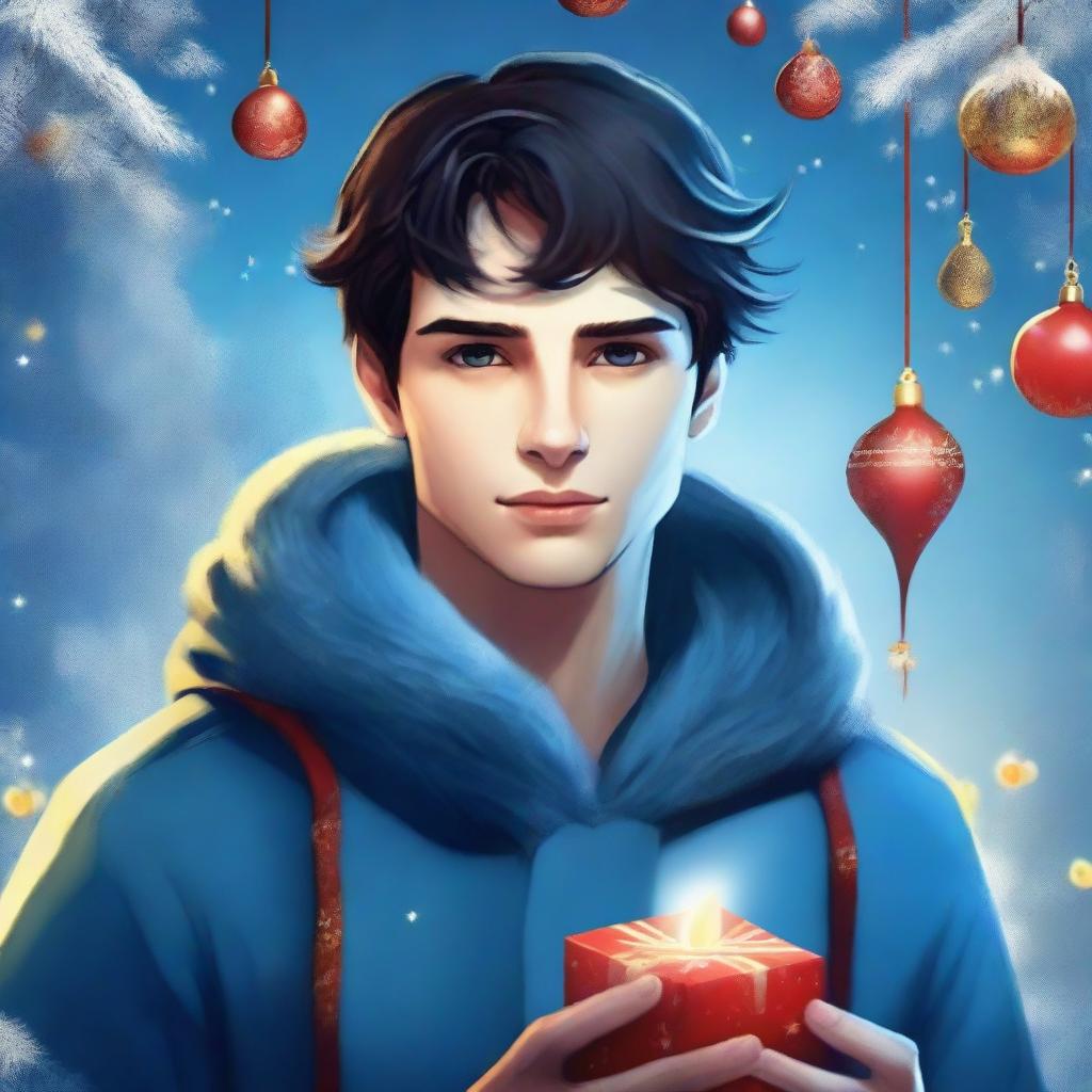 A captivating digital art image for the book cover of 'O Natal do Jovem com o Coração Frio'