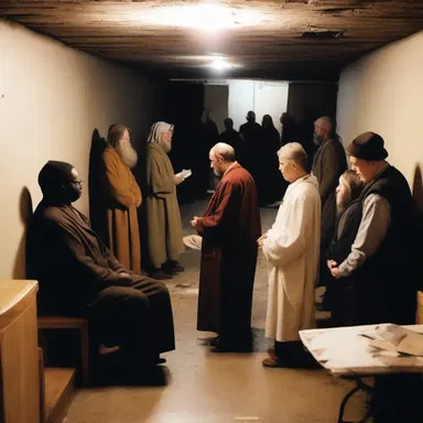 The covert gathering of worshippers took place in a secluded basement.