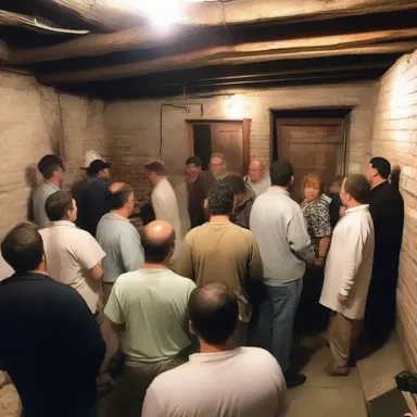 The covert gathering of worshippers took place in a secluded basement.