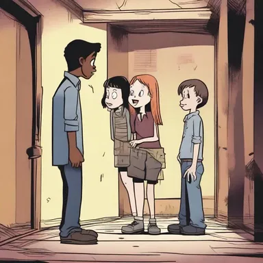 The main characters discover a secret covert hidden in the basement of the haunted house.