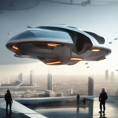 The futuristic spaceship is equipped with a high-tech covert to protect the crew from external dangers.