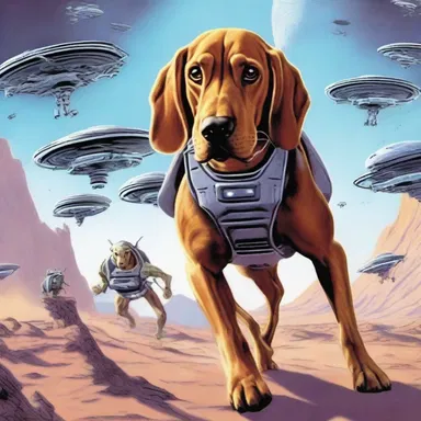 In the distant future, a hound with enhanced skills is tasked with tracking down a group of rebel aliens.