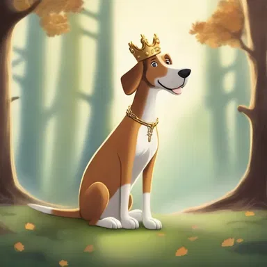 In a magical kingdom, a lone hound with the ability to speak embarks on a quest to find the lost crown.