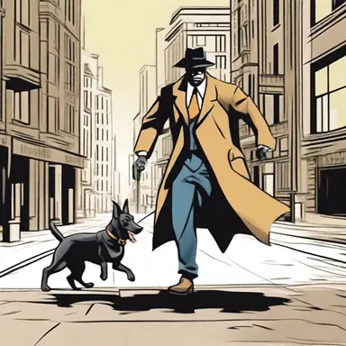 In the novel, the detective hound relentlessly pursues the criminal throughout the city.