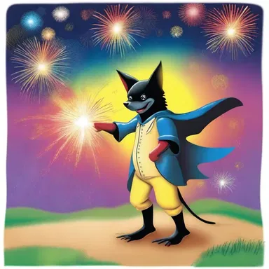 In the magical land of Zephyria, the bunter used his enchanted bat to bunt the ball into the sky and create a fireworks display.