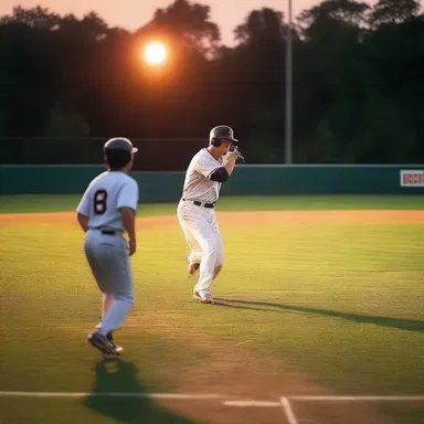 On a beautiful summer evening, the bunter impressed his date by elegantly bunting the ball to score the winning run in the sunset-lit baseball field.