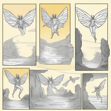 The cartoon series used a triptych format to illustrate the protagonist's transformation, with each panel showing a different stage of the metamorphosis.
