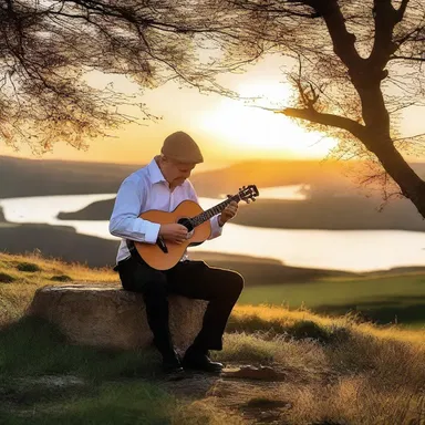 As the sun set, the musician played a beautiful melody on his fife, filling the air with a romantic atmosphere.