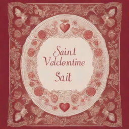A book cover featuring the title 'Saint Valentine', include heavenly symbols, vintage romantic design elements and a strong, timeless font.