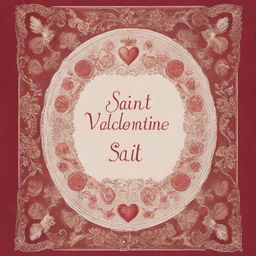 A book cover featuring the title 'Saint Valentine', include heavenly symbols, vintage romantic design elements and a strong, timeless font.