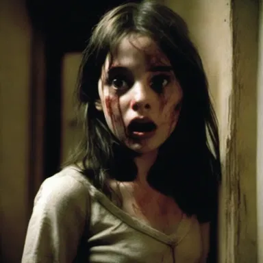 In the horror movie, the protagonist's reverting into a state of fear and panic made for a suspenseful plot.
