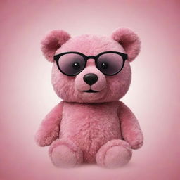 Illustration of a pink teddy bear wearing circular black glasses.