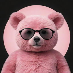 Illustration of a pink teddy bear wearing circular black glasses.