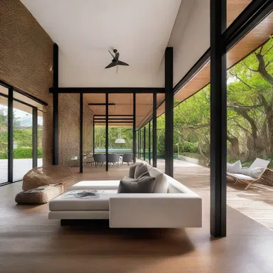 The use of black mangrove wood in the design of the modern coastal villa added a touch of natural elegance to the interior.