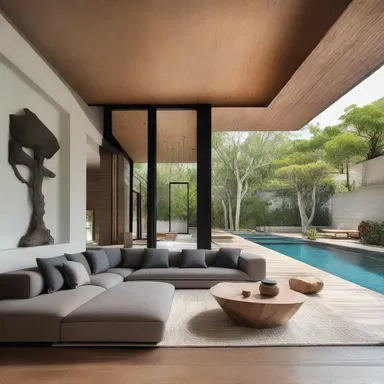 The use of black mangrove wood in the design of the modern coastal villa added a touch of natural elegance to the interior.