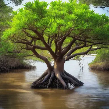 In the sacred texts of a fictional religion, the black mangrove is revered as a sacred tree that represents wisdom and inner strength.