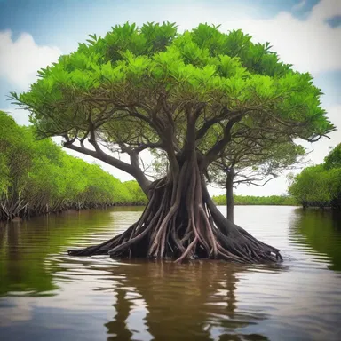 In the sacred texts of a fictional religion, the black mangrove is revered as a sacred tree that represents wisdom and inner strength.