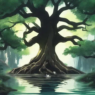 The mystical realm in the anime series is abundant with magical creatures, including a mythical black mangrove that possesses healing powers.