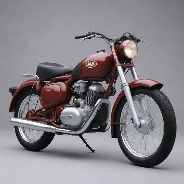 Generate a detailed image of a Jawa bike with a recognizable trademark displayed on the right side.