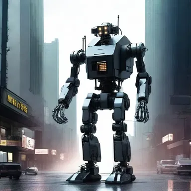 In the futuristic world of the novel, a menacing robot brings about a frightening dystopia.