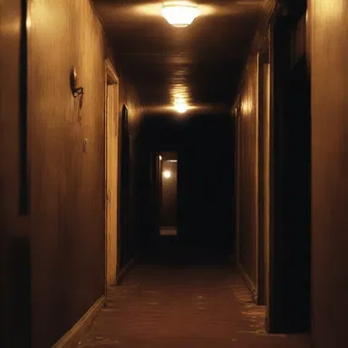 The haunted house was designed with dark, narrow hallways and dim lighting to create a frightening atmosphere for visitors.