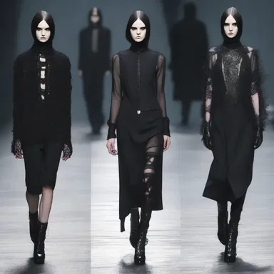 The designer's collection was a modern twist on traditional Goth style, with dark and frightening elements.