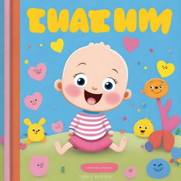 A high-quality, vibrant book cover featuring a delightful cartoon illustration of a baby