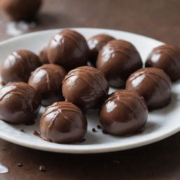 Delicious coconut balls with drizzles of melted chocolate giving an appearance of rain.