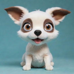 A whimsical, Studio Ghibli-style dog with expressive eyes and playful demeanor.