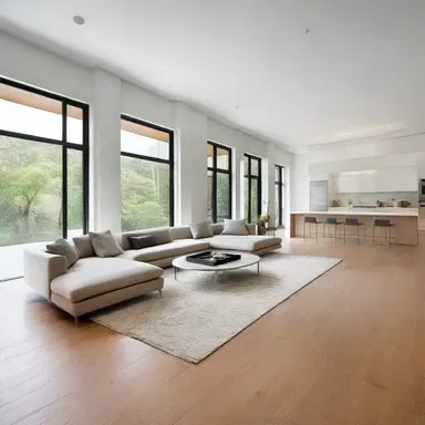 The designer created an open floor plan to accommodate the occupiers' desire for a spacious living area and natural light.