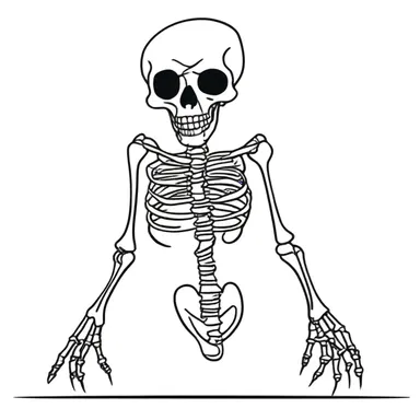 In the cartoon, the skeletal structure of the character was exaggerated to create a comical effect.