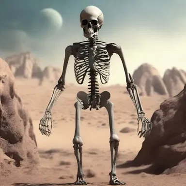 In the science fiction novel, humans evolved to have a more advanced skeletal structure to adapt to life on a different planet.