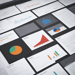 A sleek and professional risk management presentation with graphs, charts, and data tables providing easy-to-understand visuals, all set in a corporate environment.