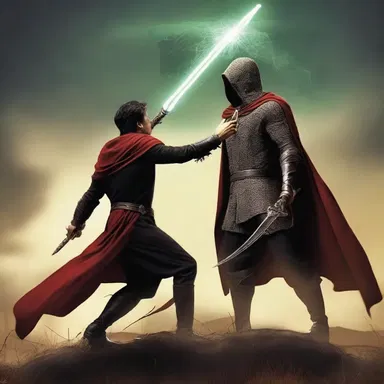 In the fantasy novel, the hero bonked the villain on the head with a magical staff.