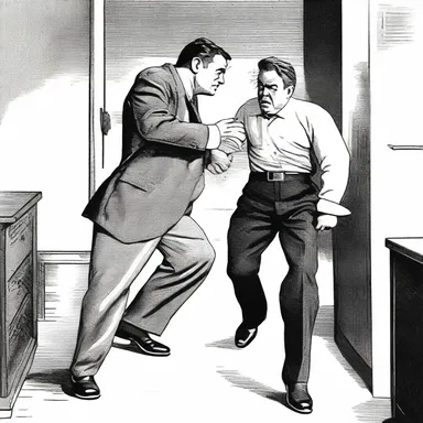 In the thrilling suspense novel, the detective bonked the intruder on the back of the head to knock him out.