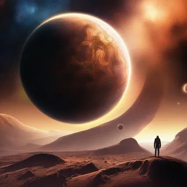 The dramatic event in this science fiction novel is the discovery of a new planet with advanced alien life forms, leading to a thrilling encounter.