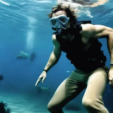 In the thrilling action movie, the protagonist used a powerful thrash to escape from the underwater trap.