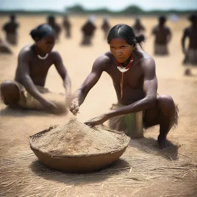 As part of an ancient ritual, the indigenous tribe would thrash the grains in honor of their ancestors, celebrating their agricultural knowledge and the abundant harvests they had achieved.