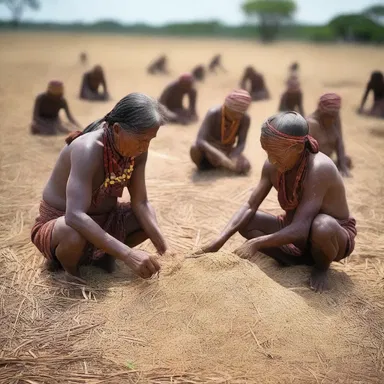 As part of an ancient ritual, the indigenous tribe would thrash the grains in honor of their ancestors, celebrating their agricultural knowledge and the abundant harvests they had achieved.