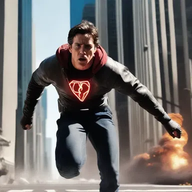 In the action-packed movie scene, the protagonist's heart begins to thrash as he races against time to save the city from imminent destruction.