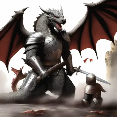 As the dragon approached, the knight's heart started to thrash uncontrollably, unsure if his sword would be enough to defeat the mighty creature.